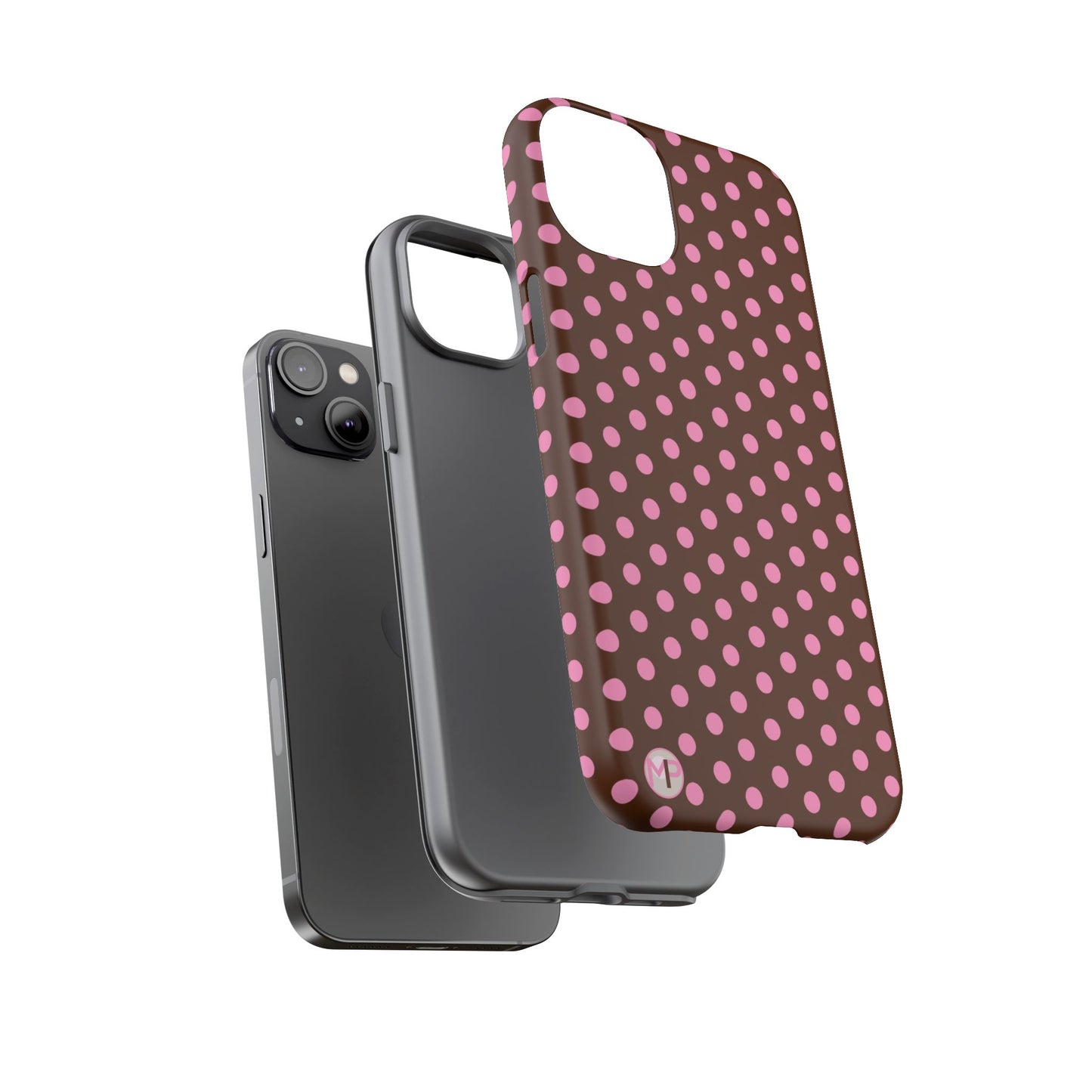 Polka Dot Tough Case — Brown with Pink Dots Phone Case