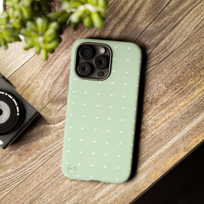 Mint Dot Tough Phone Case — Protective Polka Dot iPhone Cover