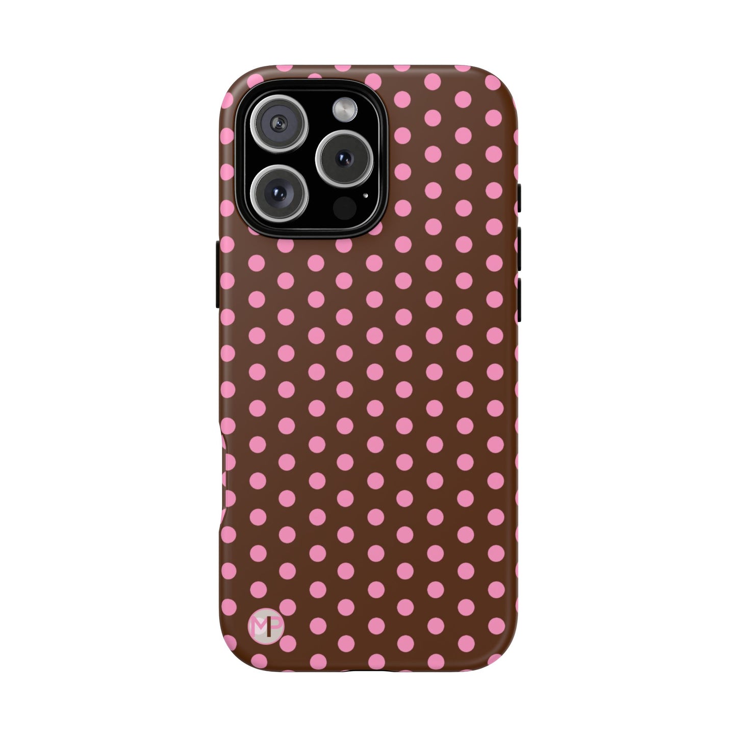 Polka Dot Tough Case — Brown with Pink Dots Phone Case