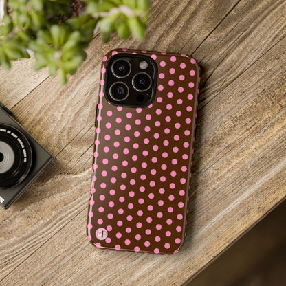 Polka Dot Tough Case — Brown with Pink Dots Phone Case