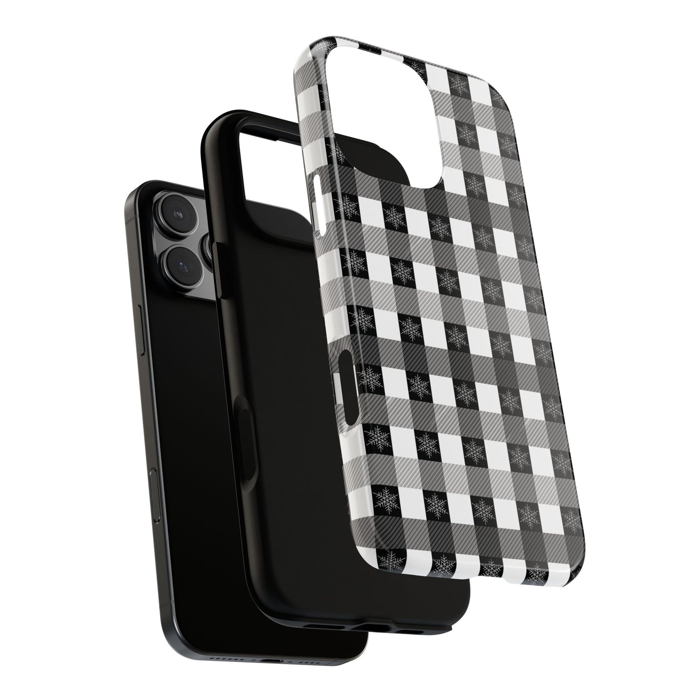 Buffalo Plaid Winter Phone Case — Black & White Checked Tough Case