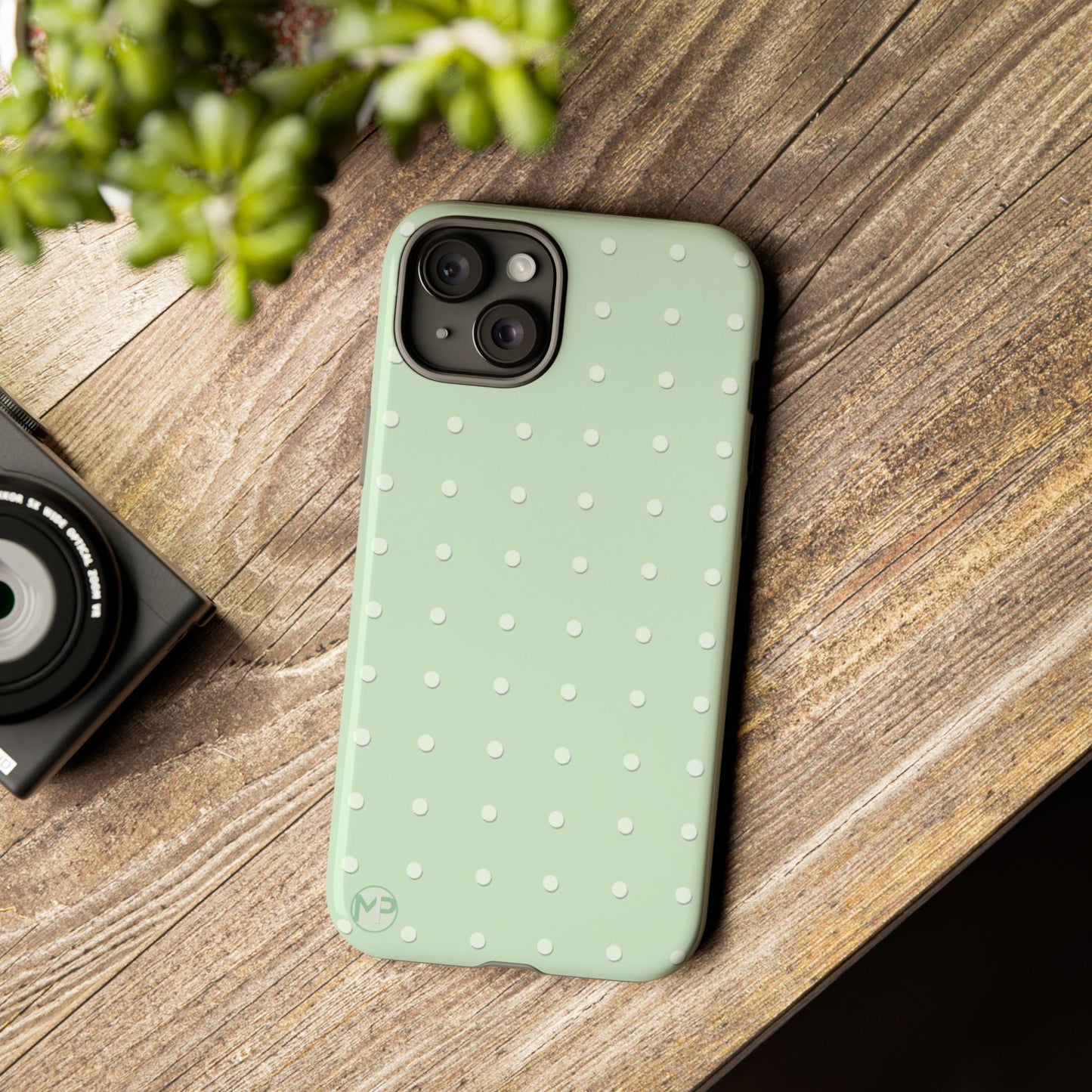 Mint Dot Tough Phone Case — Protective Polka Dot iPhone Cover