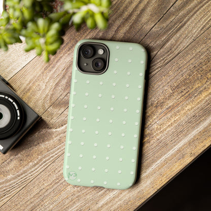 Mint Dot Tough Phone Case — Protective Polka Dot iPhone Cover
