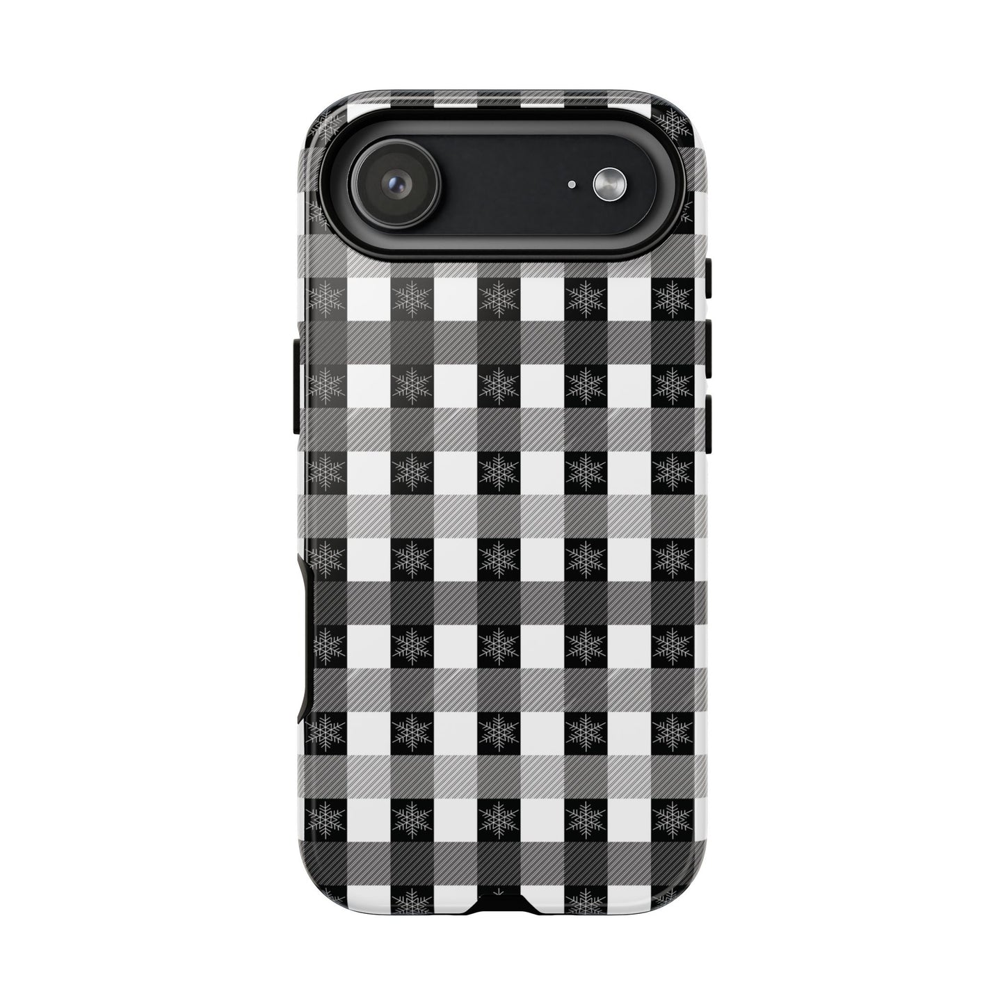 Buffalo Plaid Winter Phone Case — Black & White Checked Tough Case