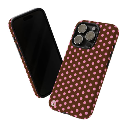 Polka Dot Tough Case — Brown with Pink Dots Phone Case