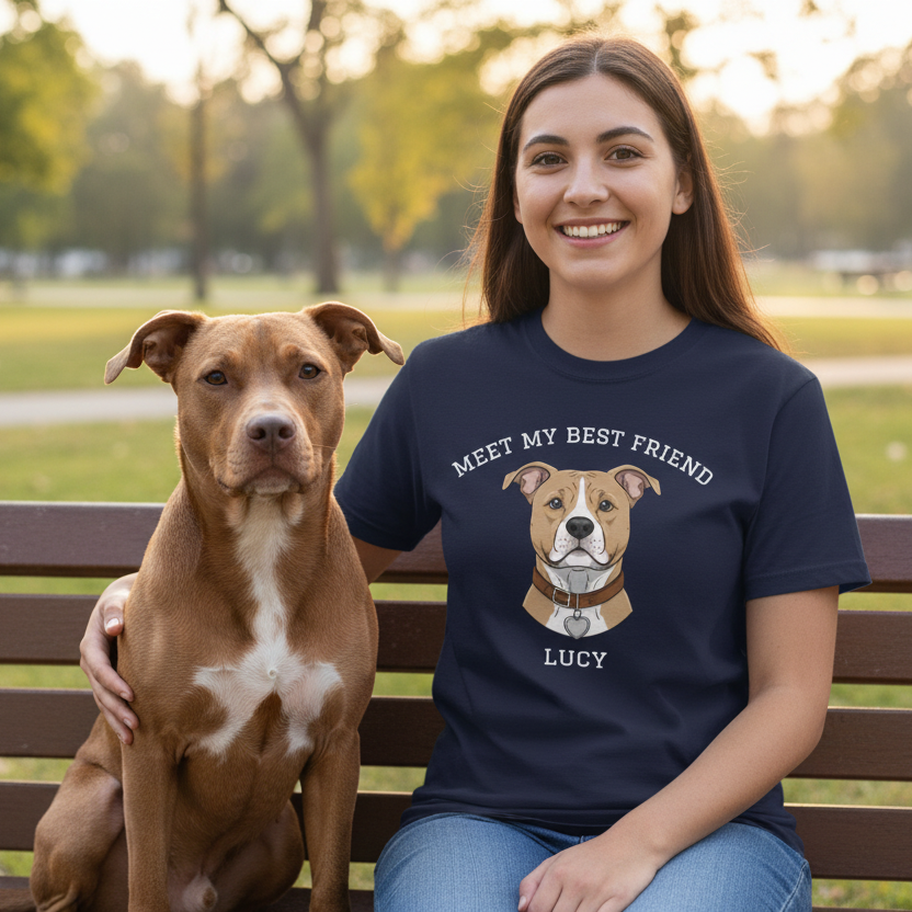 Pitbull- Brown Personalized Dog T-Shirt