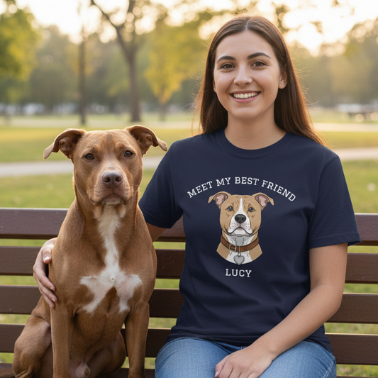 Pitbull- Brown Personalized Dog T-Shirt