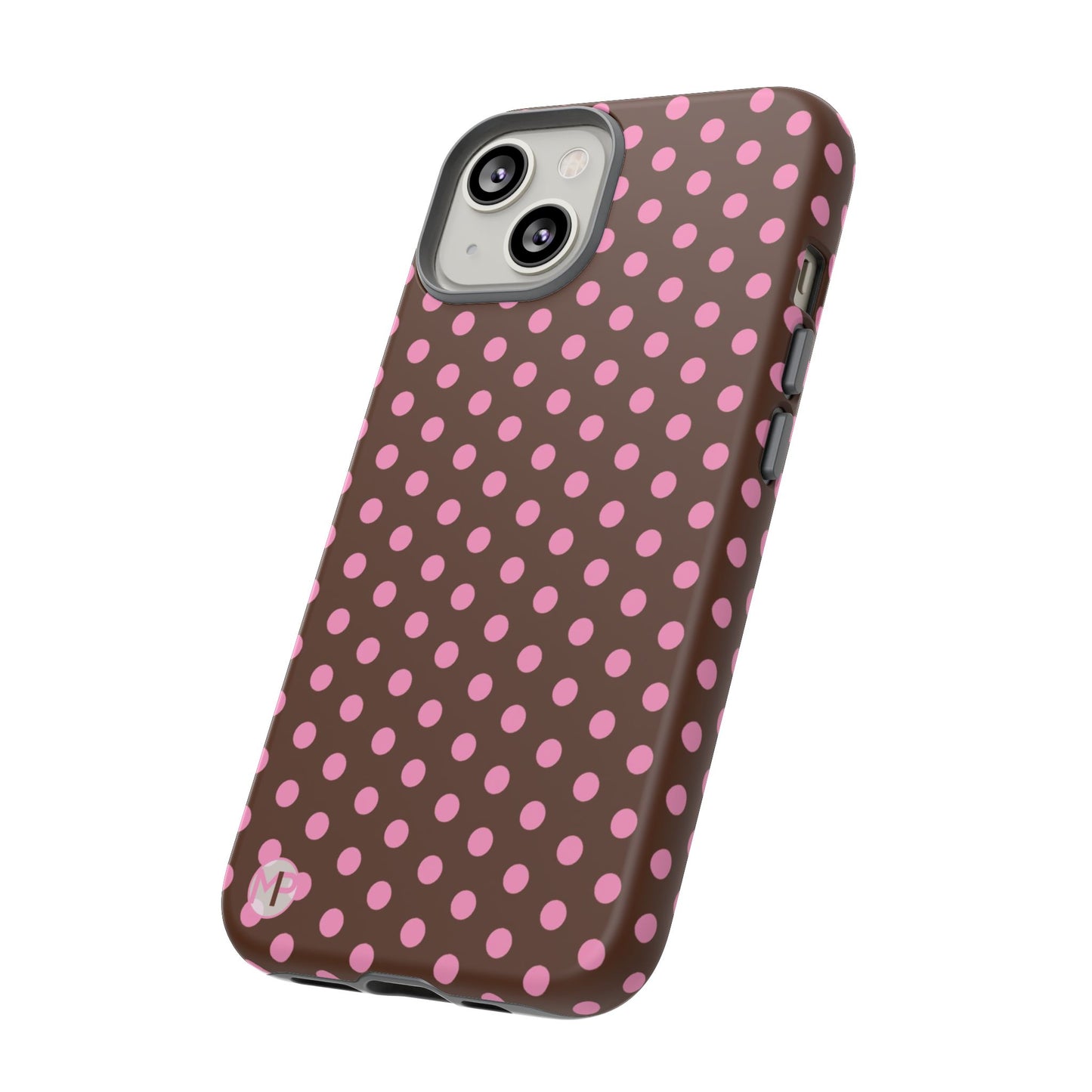 Polka Dot Tough Case — Brown with Pink Dots Phone Case