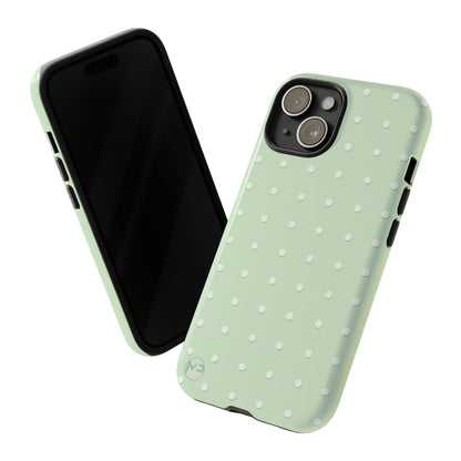 Mint Dot Tough Phone Case — Protective Polka Dot iPhone Cover