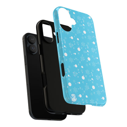 Snowflake Pattern Tough Phone Case — Blue Winter Snow Dots Protective Cover