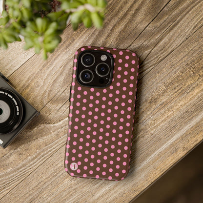 Polka Dot Tough Case — Brown with Pink Dots Phone Case