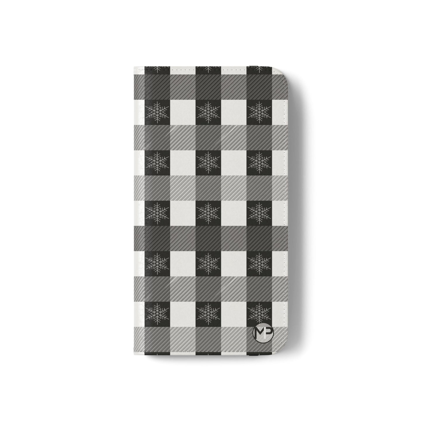 Black Buffalo Check Flip Phone Case — Plaid Wallet Flip Case with Card Slots