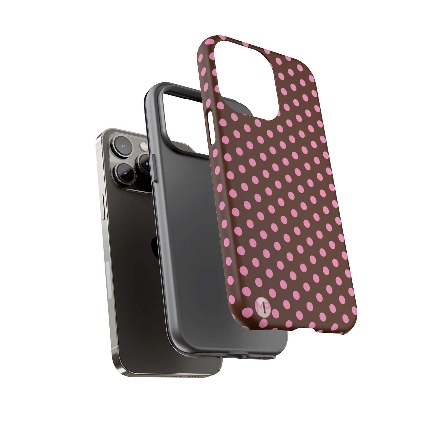 Polka Dot Tough Case — Brown with Pink Dots Phone Case