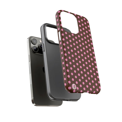 Polka Dot Tough Case — Brown with Pink Dots Phone Case
