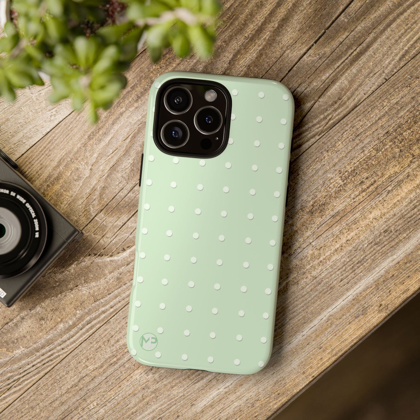 Mint Dot Tough Phone Case — Protective Polka Dot iPhone Cover