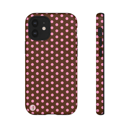 Polka Dot Tough Case — Brown with Pink Dots Phone Case