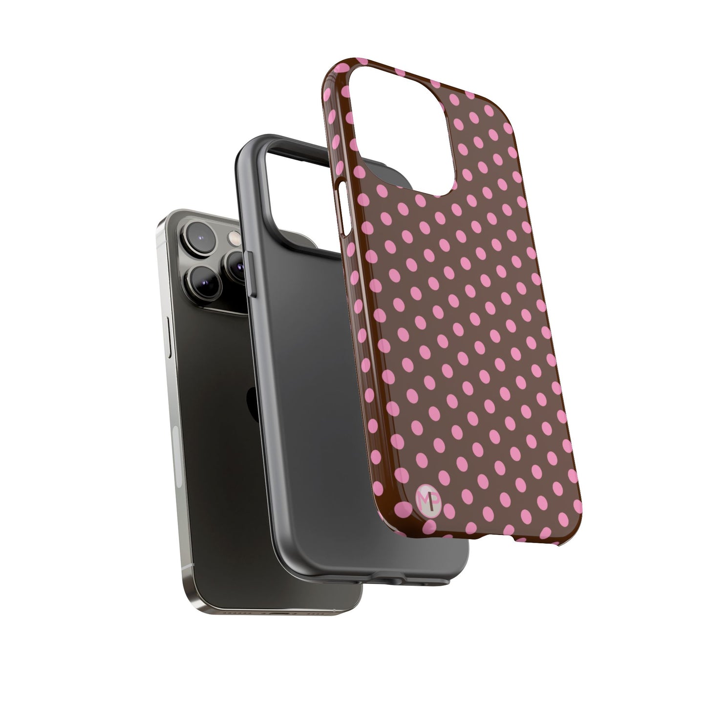 Polka Dot Tough Case — Brown with Pink Dots Phone Case