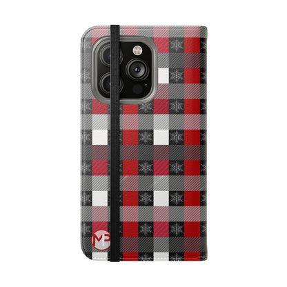 Red & Black Buffalo Plaid Flip Phone Case – Wallet Folio Cover