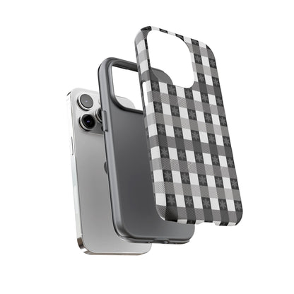 Buffalo Plaid Winter Phone Case — Black & White Checked Tough Case