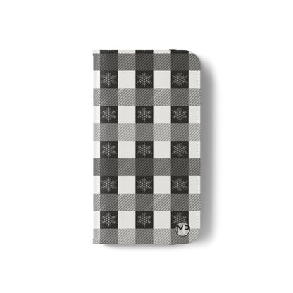 Black Buffalo Check Flip Phone Case — Plaid Wallet Flip Case with Card Slots