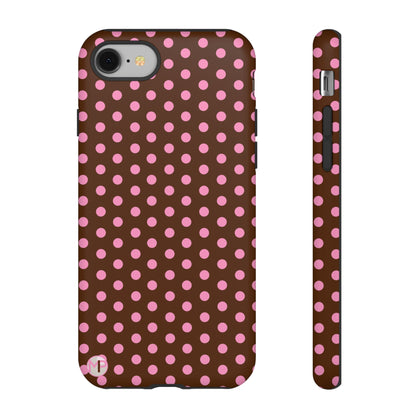 Polka Dot Tough Case — Brown with Pink Dots Phone Case