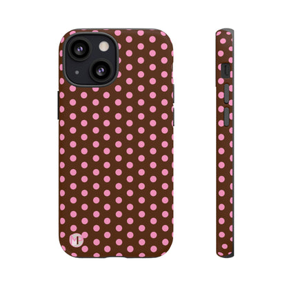 Polka Dot Tough Case — Brown with Pink Dots Phone Case