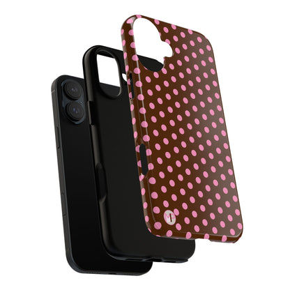 Polka Dot Tough Case — Brown with Pink Dots Phone Case