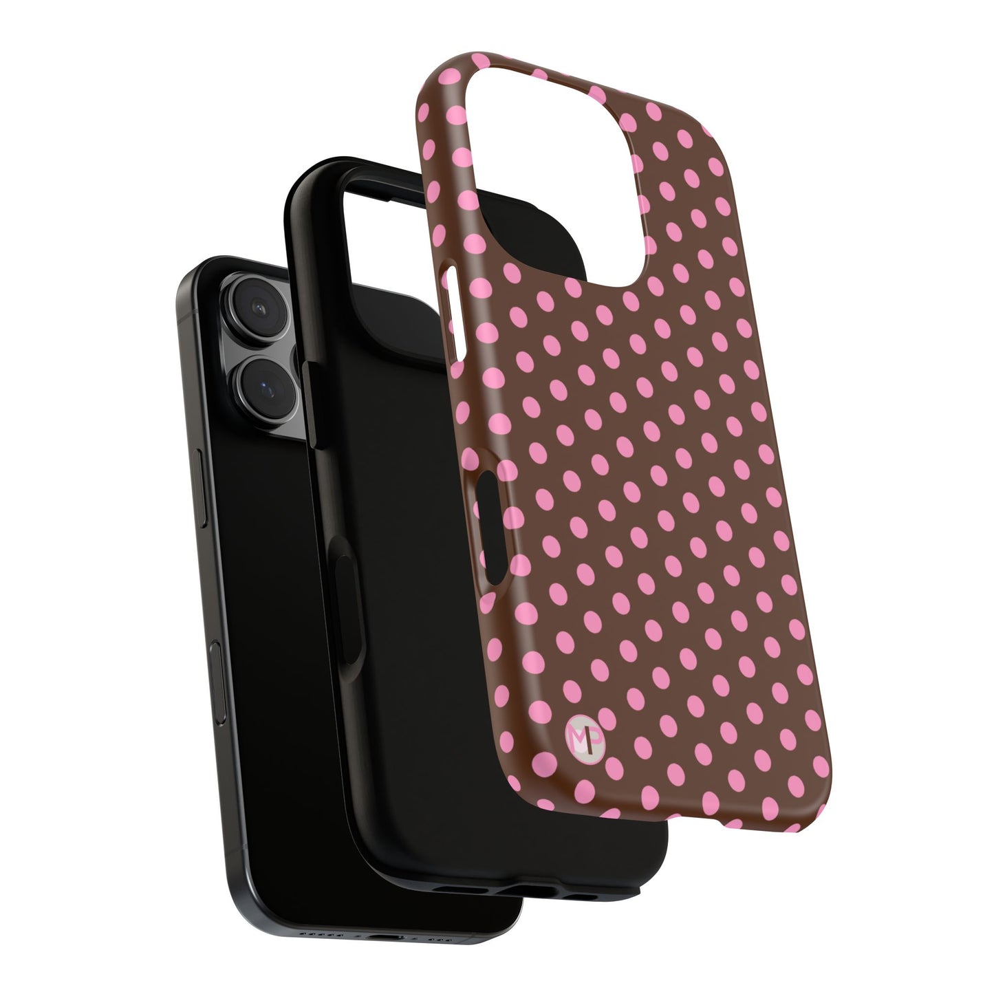 Polka Dot Tough Case — Brown with Pink Dots Phone Case