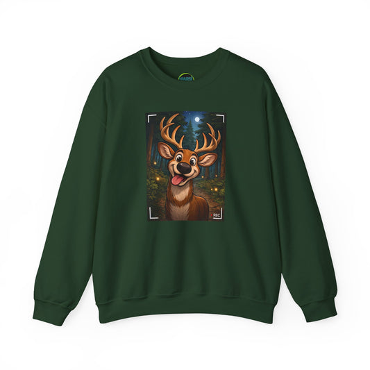 Deer Portrait Crewneck Sweatshirt — Playful Forest Buck Graphic