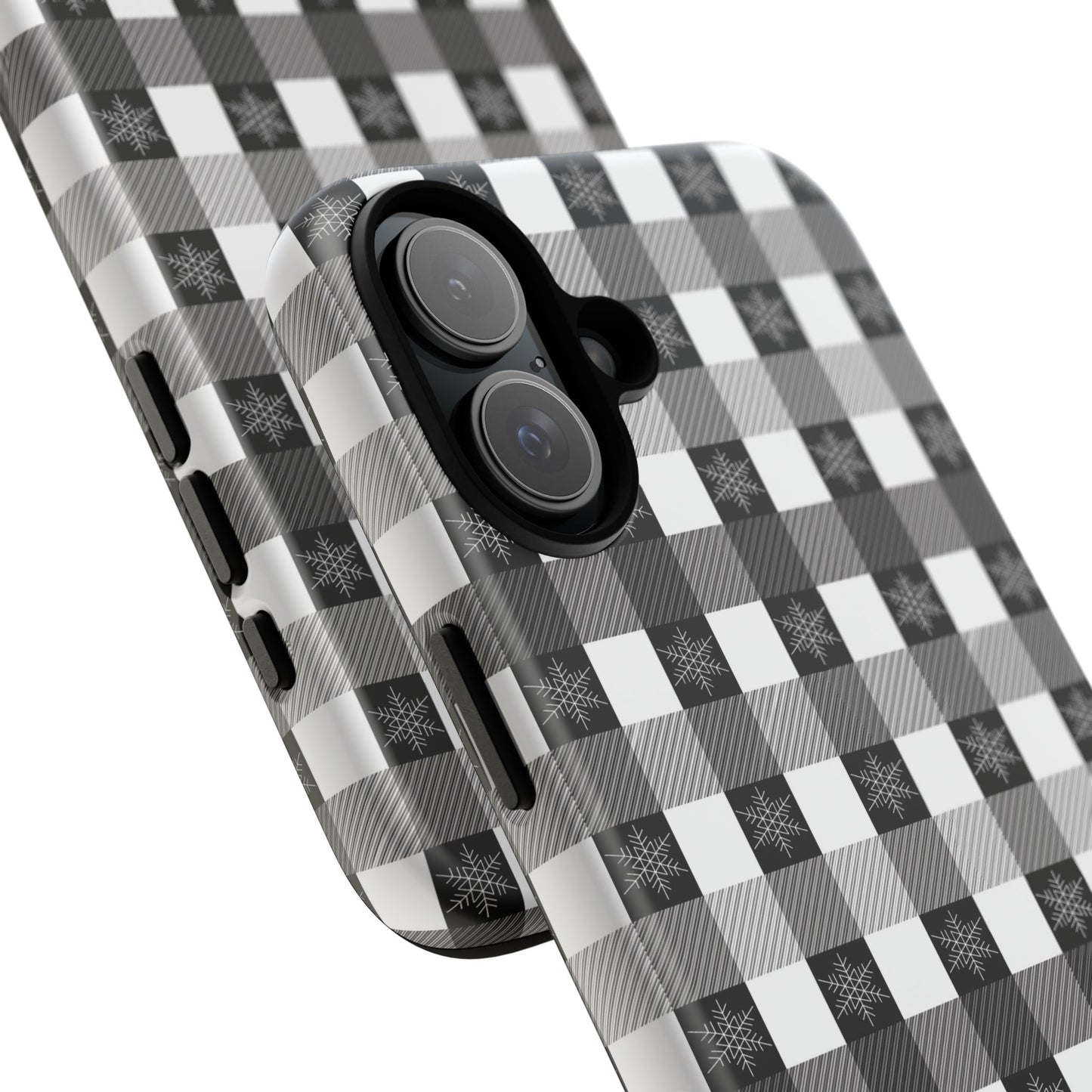 Buffalo Plaid Winter Phone Case — Black & White Checked Tough Case
