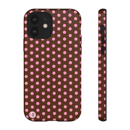 Polka Dot Tough Case — Brown with Pink Dots Phone Case