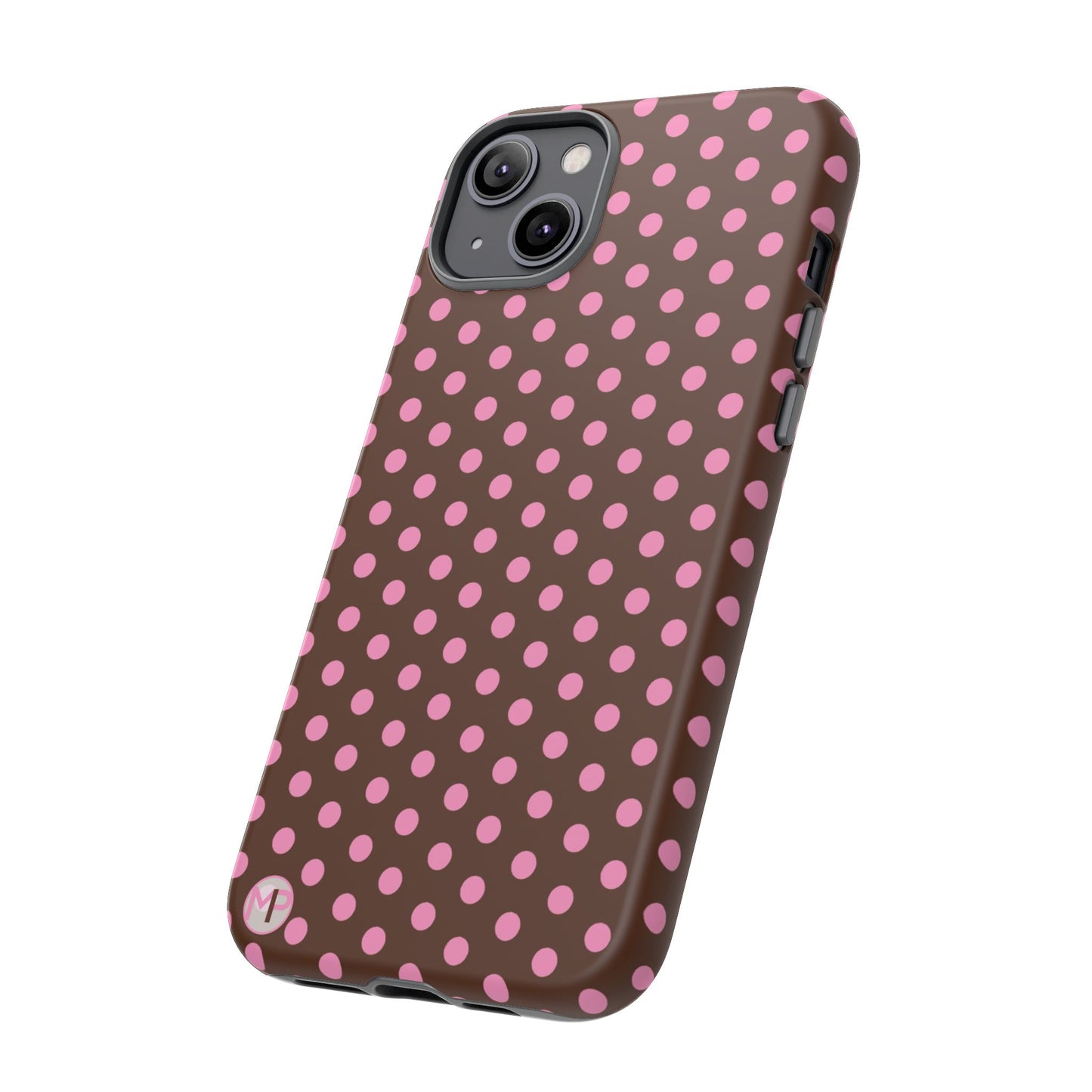 Polka Dot Tough Case — Brown with Pink Dots Phone Case
