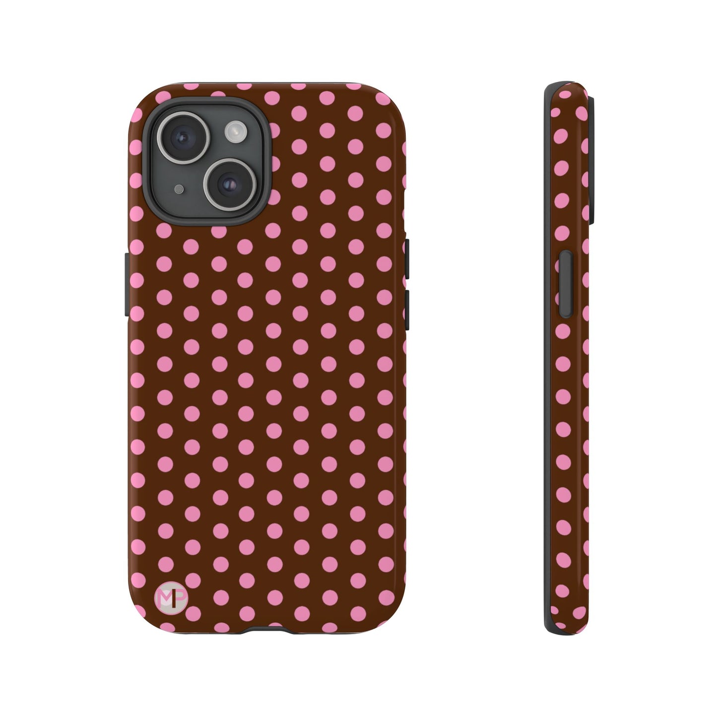 Polka Dot Tough Case — Brown with Pink Dots Phone Case