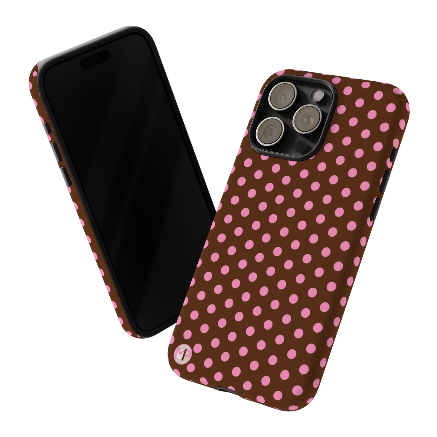 Polka Dot Tough Case — Brown with Pink Dots Phone Case
