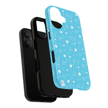 Snowflake Pattern Tough Phone Case — Blue Winter Snow Dots Protective Cover