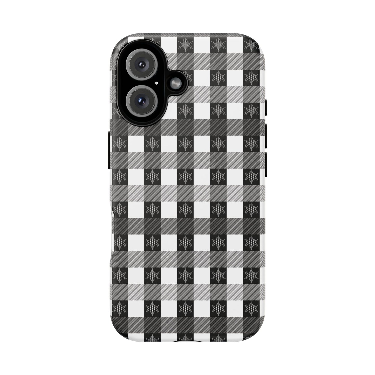 Buffalo Plaid Winter Phone Case — Black & White Checked Tough Case
