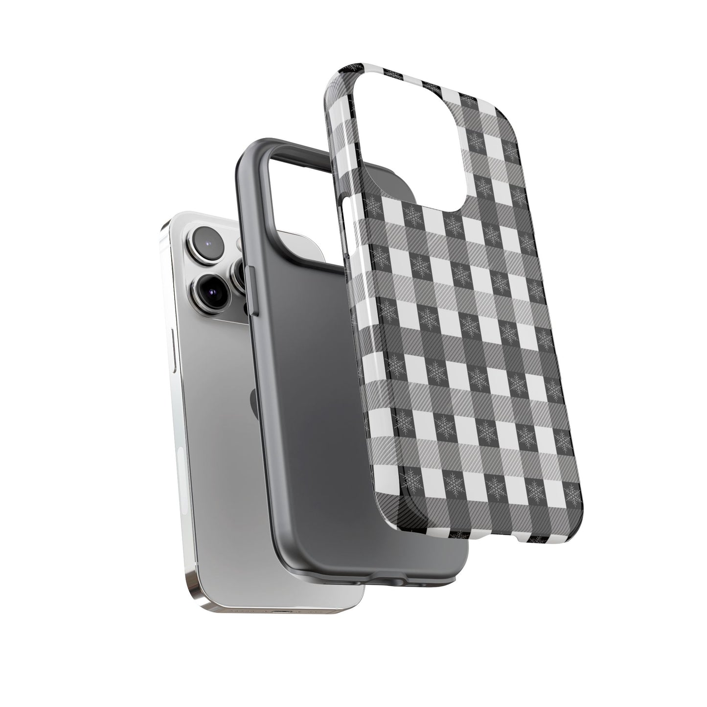 Buffalo Plaid Winter Phone Case — Black & White Checked Tough Case