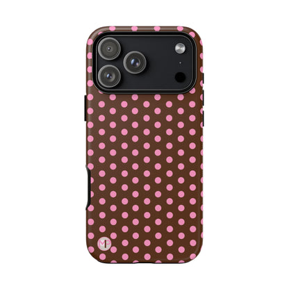 Polka Dot Tough Case — Brown with Pink Dots Phone Case