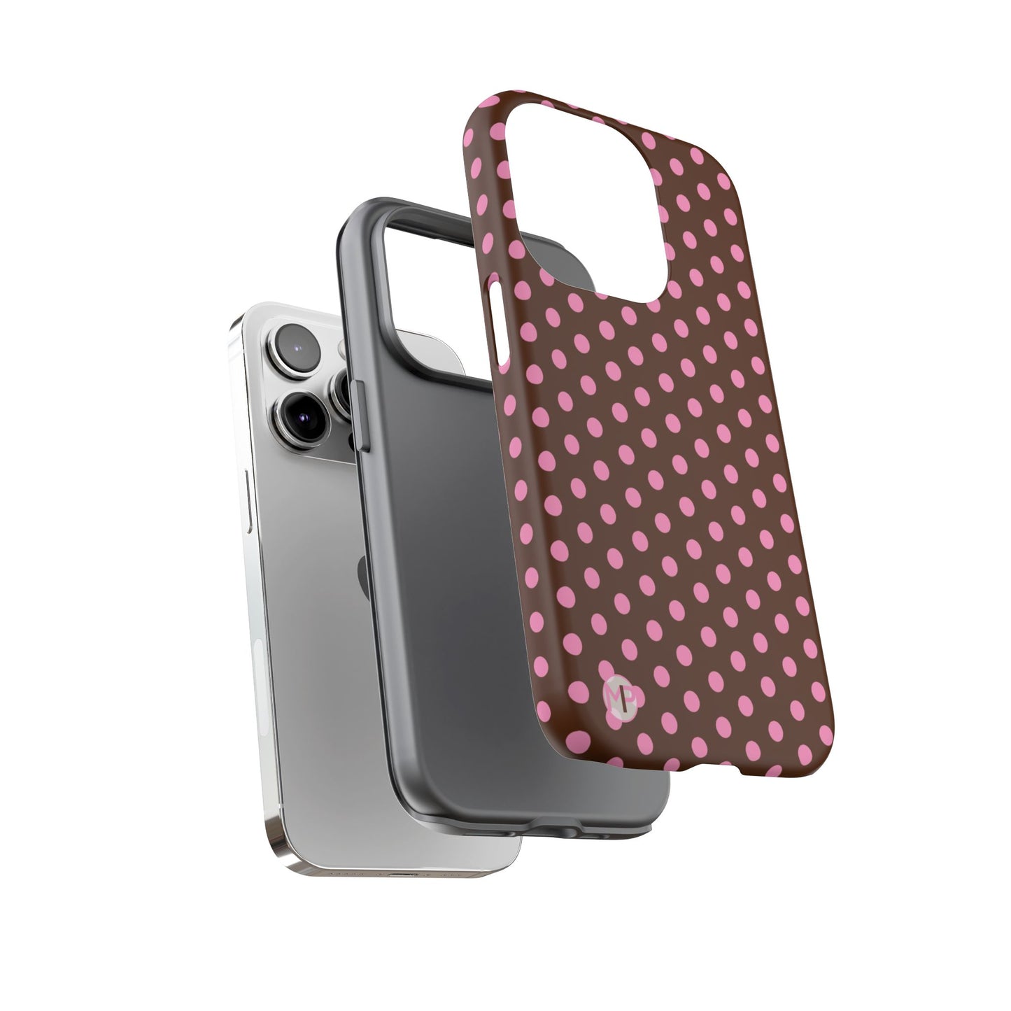 Polka Dot Tough Case — Brown with Pink Dots Phone Case