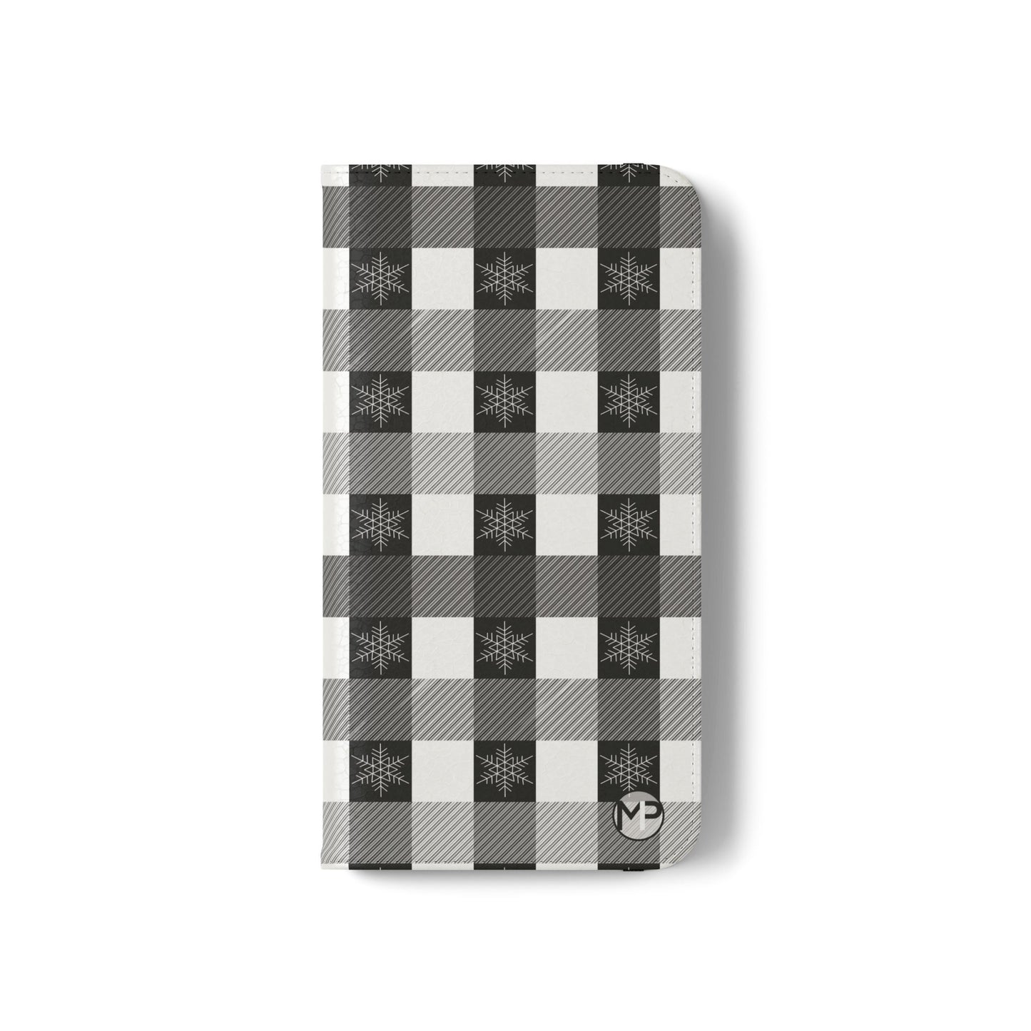 Black Buffalo Check Flip Phone Case — Plaid Wallet Flip Case with Card Slots