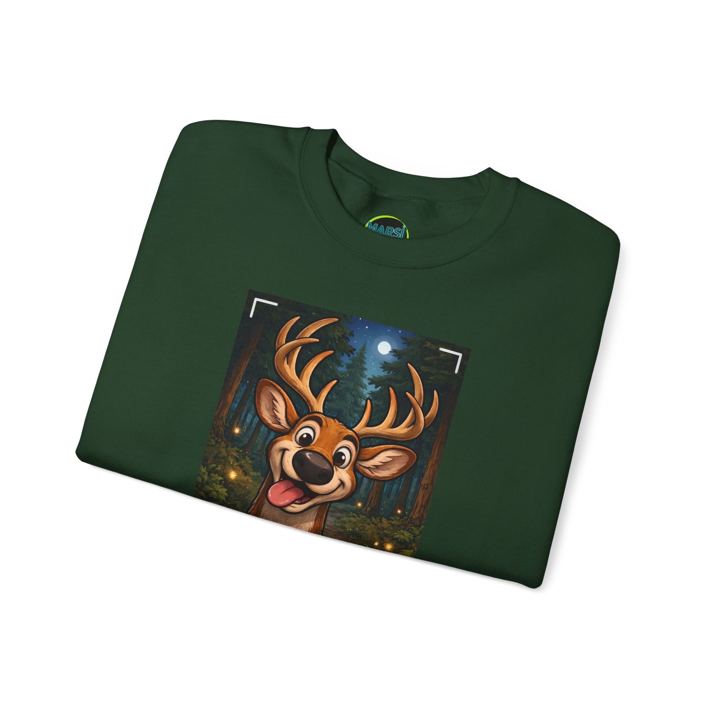 Deer Portrait Crewneck Sweatshirt — Playful Forest Buck Graphic