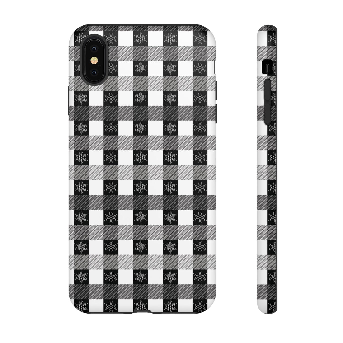Buffalo Plaid Winter Phone Case — Black & White Checked Tough Case