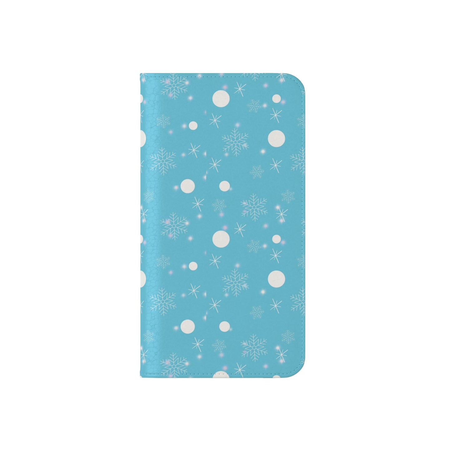 Snowflake Blue Flip Phone Case — Winter Pattern Wallet Case with Card Slots
