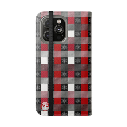 Red & Black Buffalo Plaid Flip Phone Case – Wallet Folio Cover