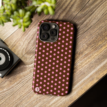Polka Dot Tough Case — Brown with Pink Dots Phone Case