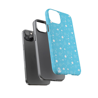 Snowflake Pattern Tough Phone Case — Blue Winter Snow Dots Protective Cover
