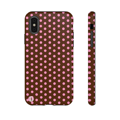 Polka Dot Tough Case — Brown with Pink Dots Phone Case