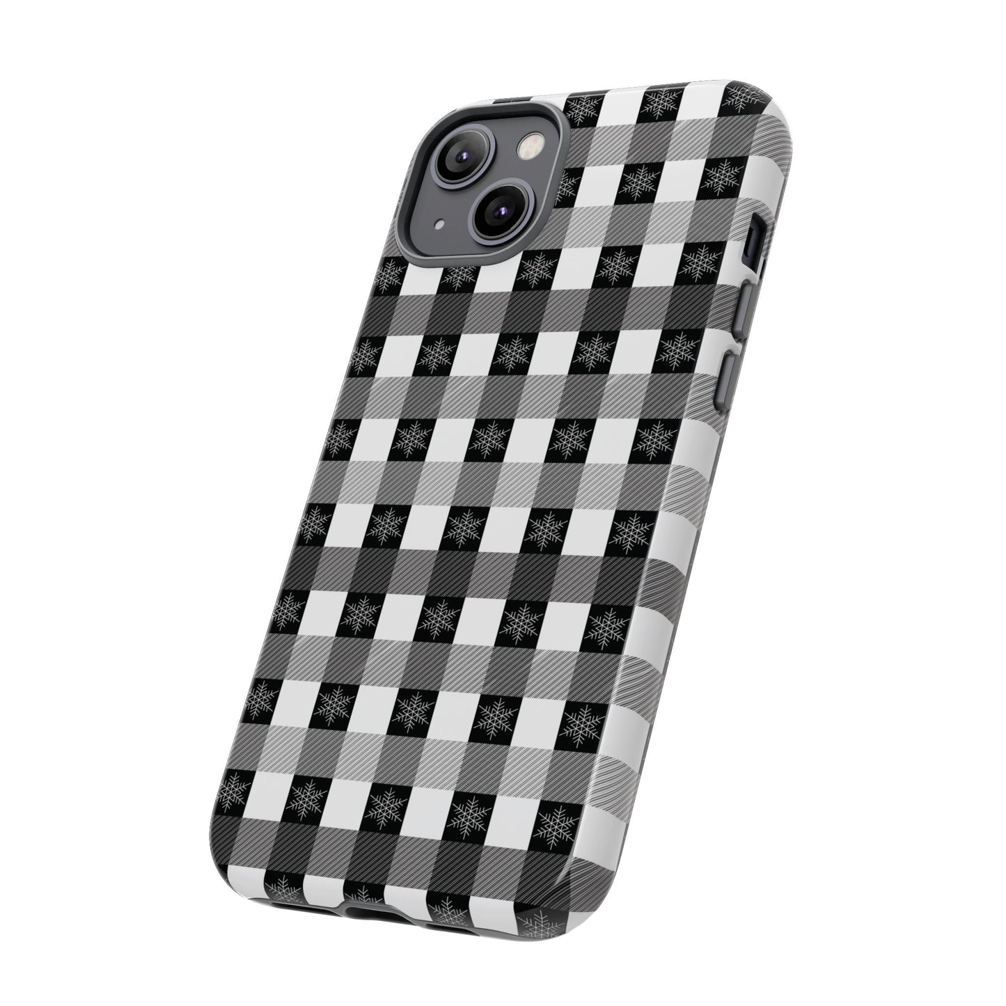 Buffalo Plaid Winter Phone Case — Black & White Checked Tough Case