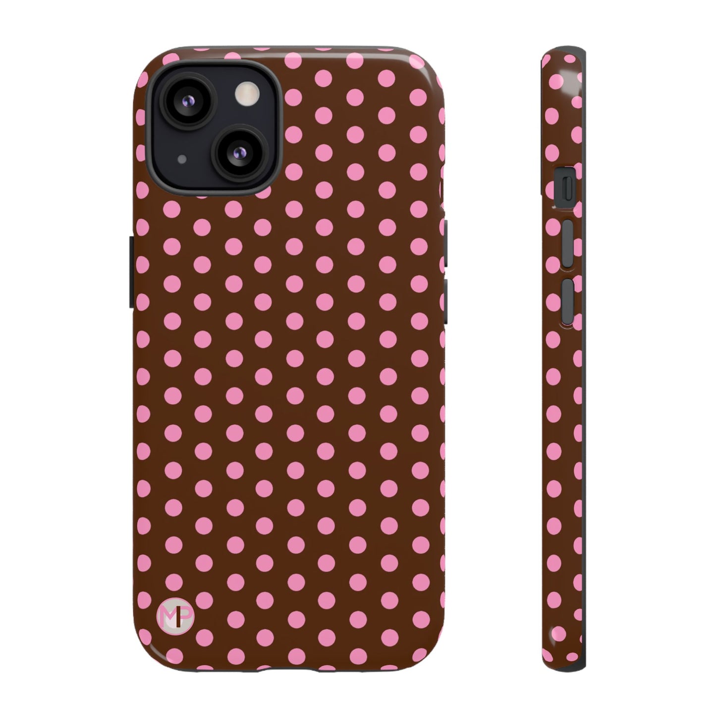 Polka Dot Tough Case — Brown with Pink Dots Phone Case