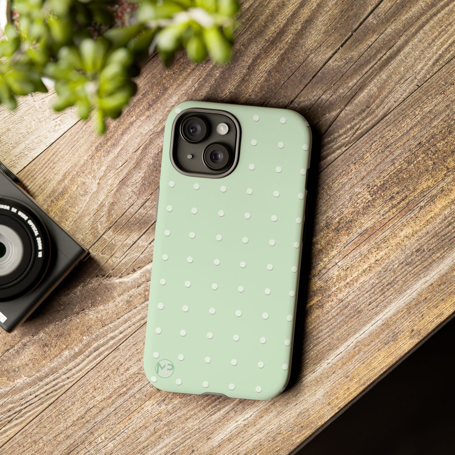 Mint Dot Tough Phone Case — Protective Polka Dot iPhone Cover